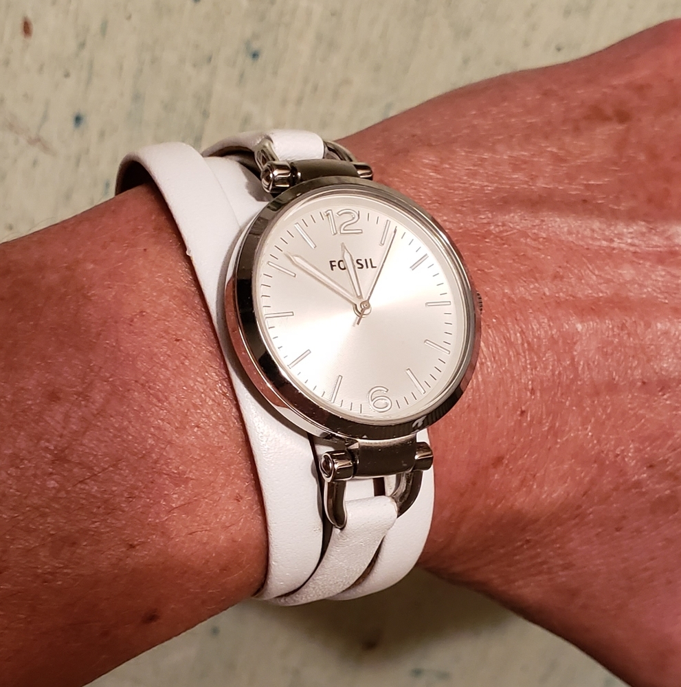 White Fossil watch